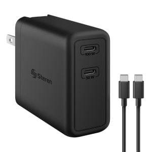 Cargador GaN USB C doble Power Delivery 100 W