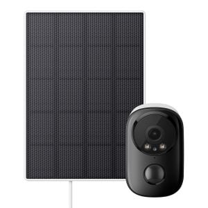 Cámara de seguridad Wi-Fi* 6, 4 Mpx fija con panel solar, para exterior, compatible con asistentes de voz