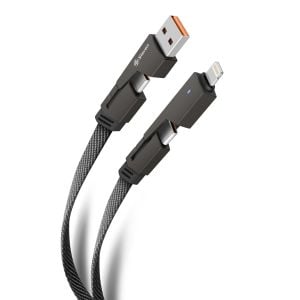 Cable 4 en 1, USB/USB C a Lightning/USB C de 1,2 m, de uso rudo