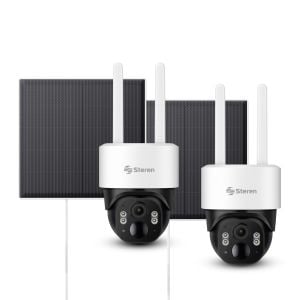 2 cámaras de seguridad 4G 4 Mpx robotizada con panel solar, para exterior, compatible con asistentes de voz