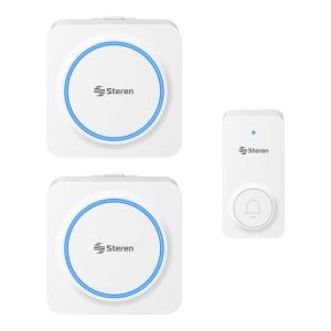 Timbre inalámbrico con 2 campanas de batería recargable y botón para uso exterior, 140 m de alcance, 32 tonos