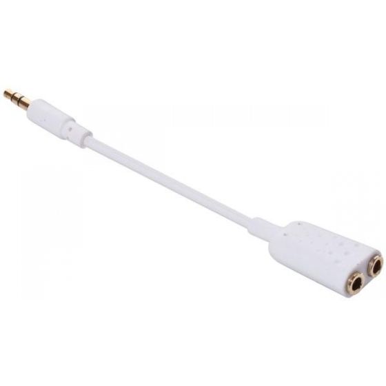 Adaptador Y de plug 3,5 mm a 2 jacks 3,5 mm, blanco S