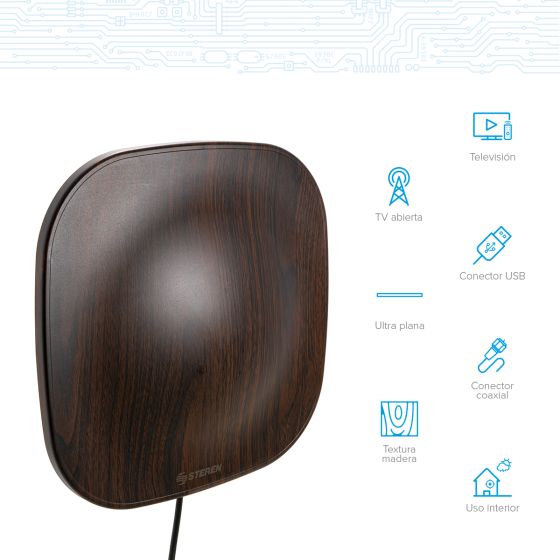 Antena interior para TV HD caudrada con acabado tipo ma