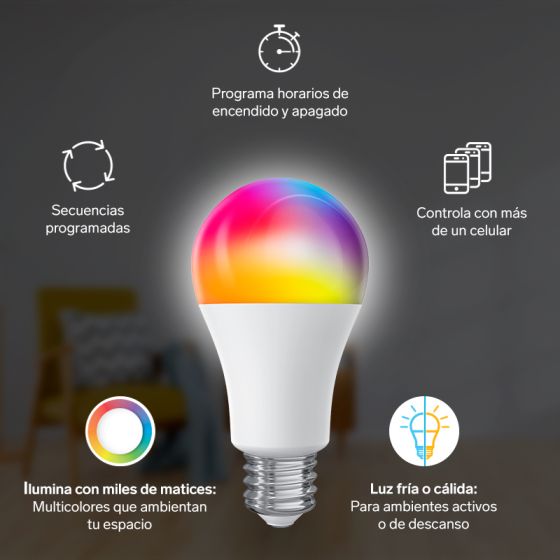 3 focos led wi fi multicolor de 10 w