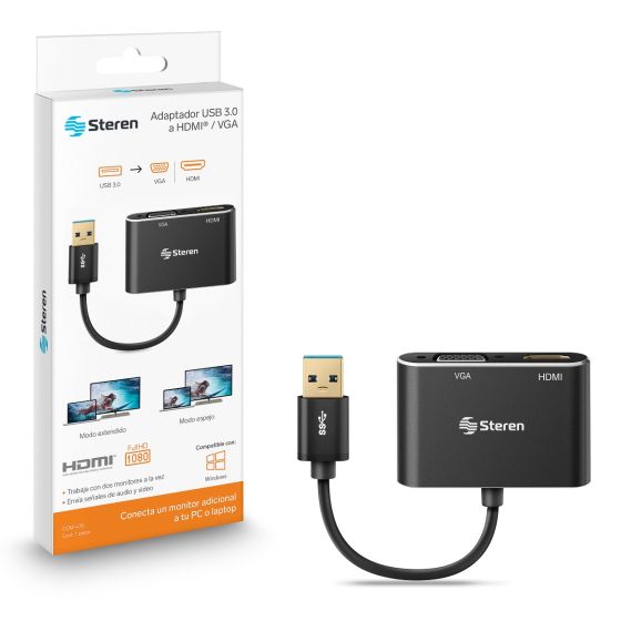 Adaptador USB 3.0 a HDMI VGA Steren Tienda en Línea
