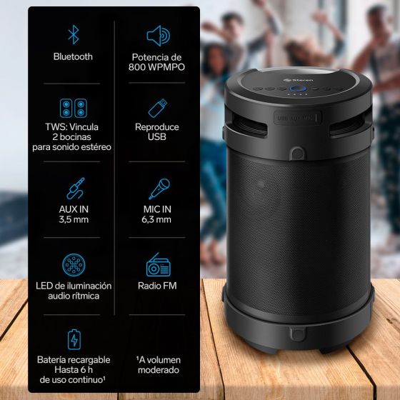 Bocina Bluetooth* Bazooka XBass TWS, 800 W PMPO Steren