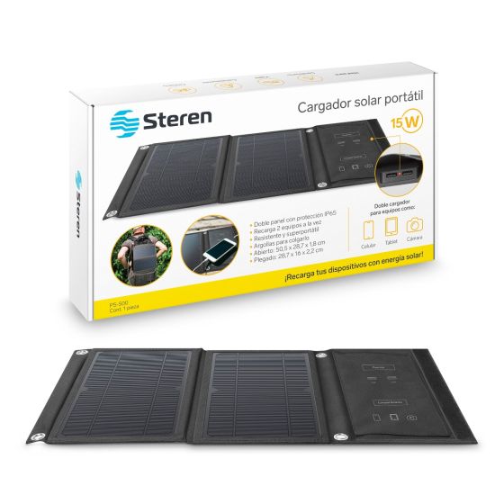 étnico Supone Punto de partida Cargador solar portátil de 15 W Steren Tienda en Línea