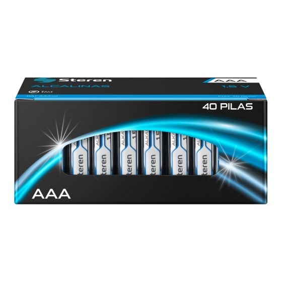 Paquete de 40 pilas alcalinas AAA Steren Tienda en Lí