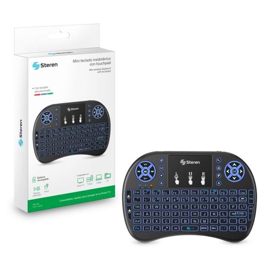 Teclado inalámbrico con touch pad y batería recargable para Smart TV