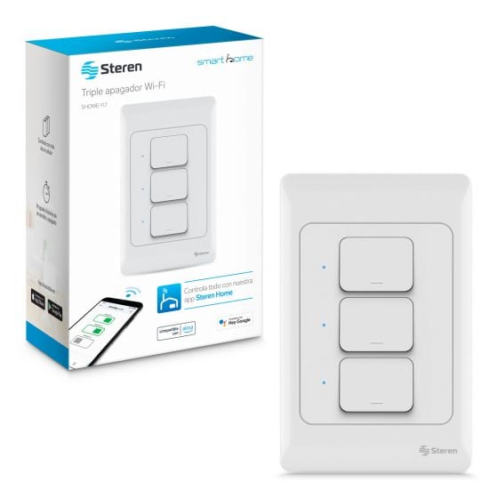 Apagador Wi-Fi* triple para iluminación inteligente C
