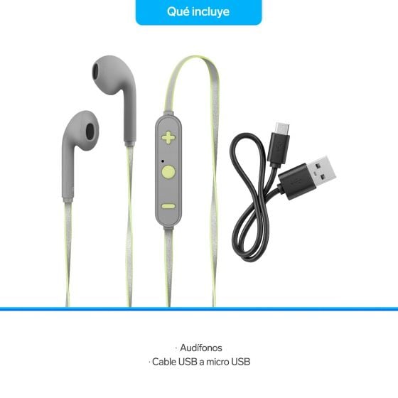 Audífonos Bluetooth* con cable reflejante y auriculares