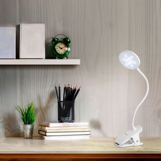 Lámpara LED con batería recargable, cuello flexible y p