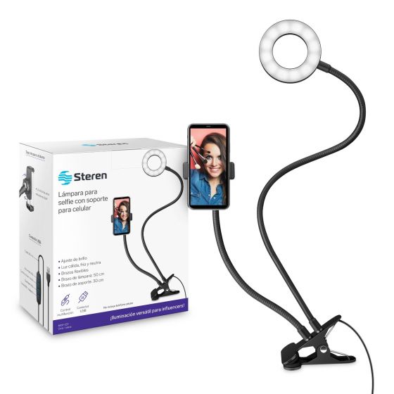 LED Selfie Ring Light Lampara de luz de fotografia USB con soporte para  teléfono