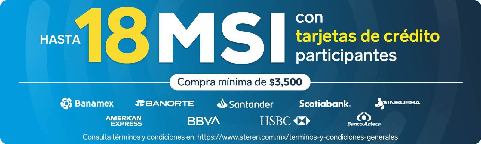 Bancos participantes 18 MSI - compra mínima $3,500
